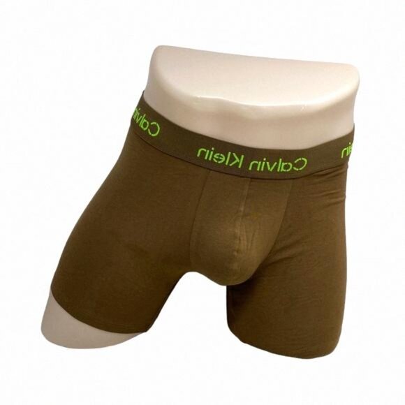 Calvin Klein Boxer Brief Underwear Logo 3 Pack NB3706901 Brown Stretch Cotton - Picture 2 of 8